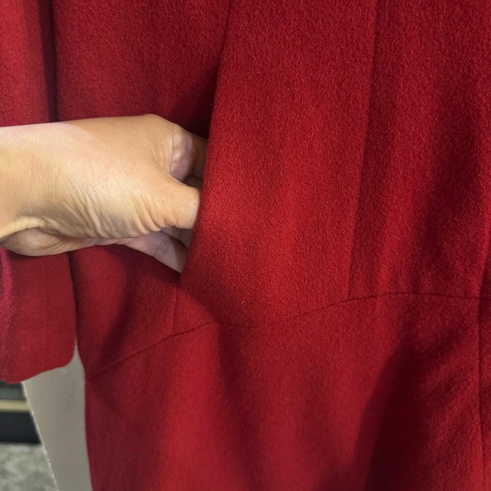 Sofia Cashmere Red Funnel Neck Wool Cashmere Coat… - image 6